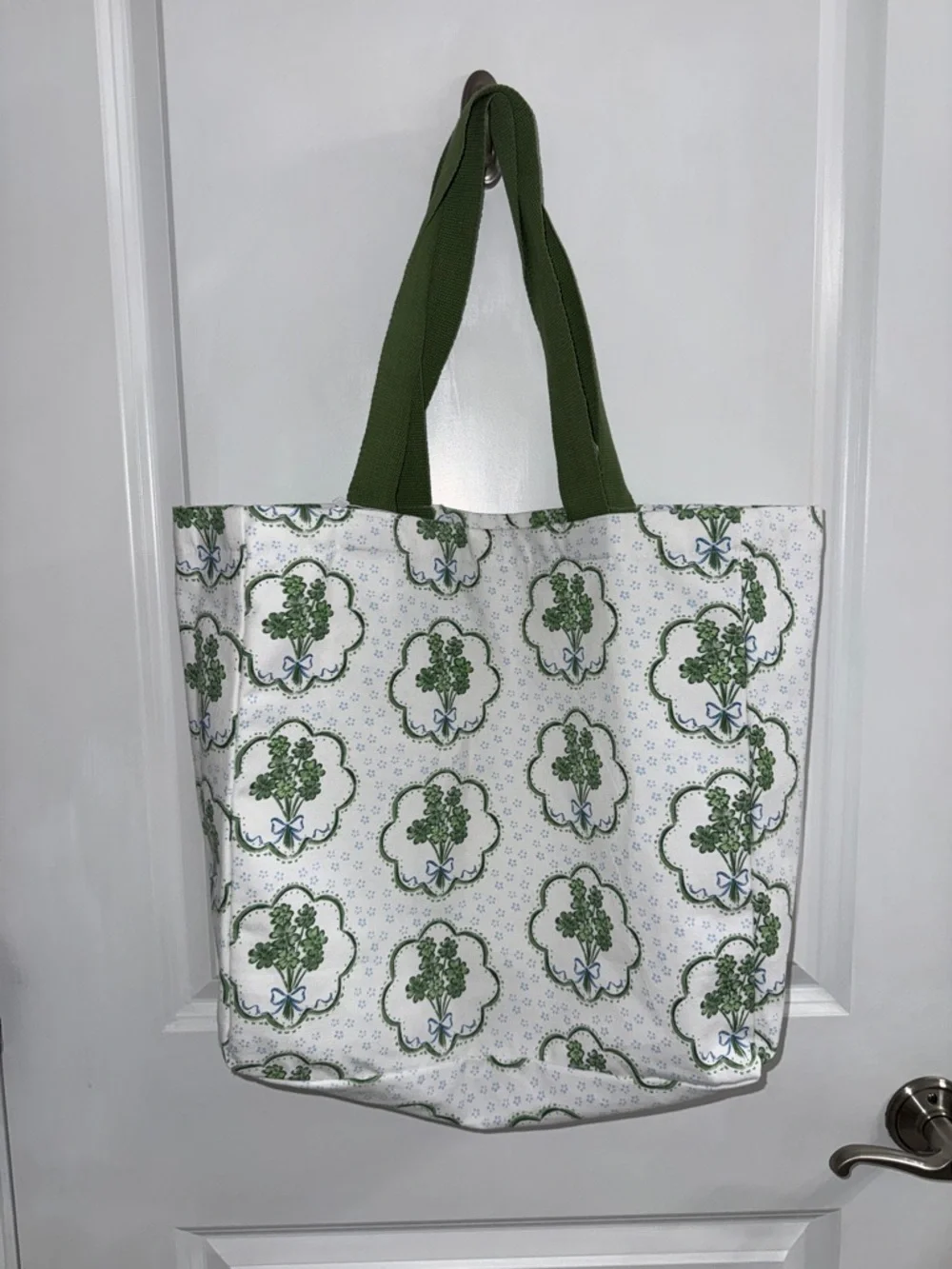 Canvas -Green and White Tote Bag